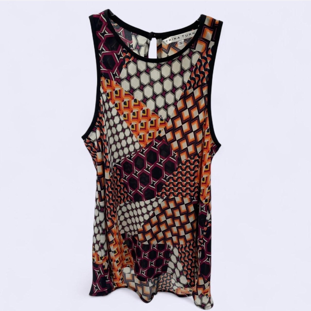 Trina Turk Geometric Sleeveless Flowy Tank Top